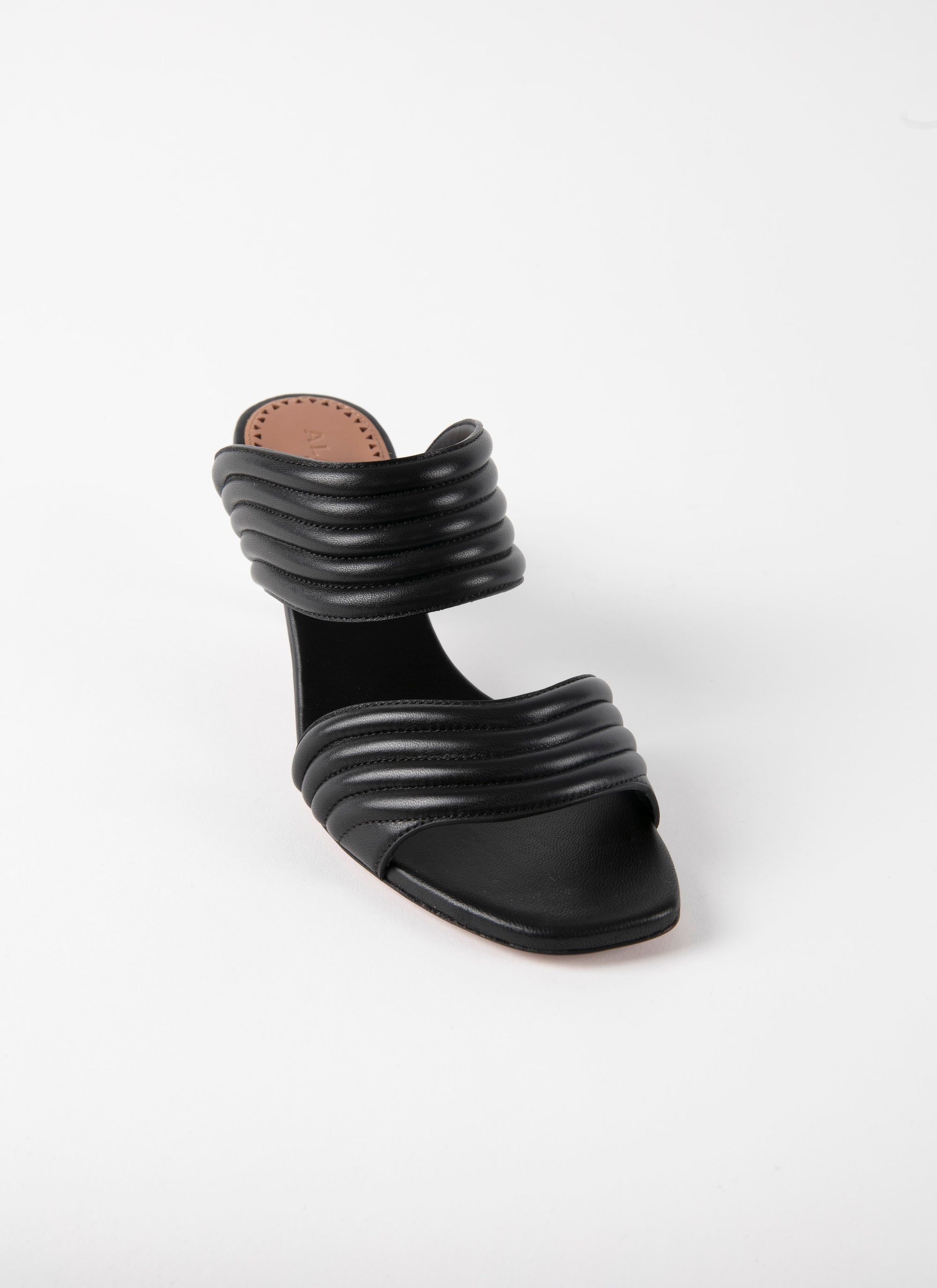Mules 55 in geometric leather - Black intense