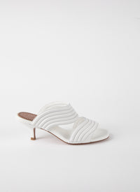 Mules 55 en cuir géométriques - Blanc Cassé