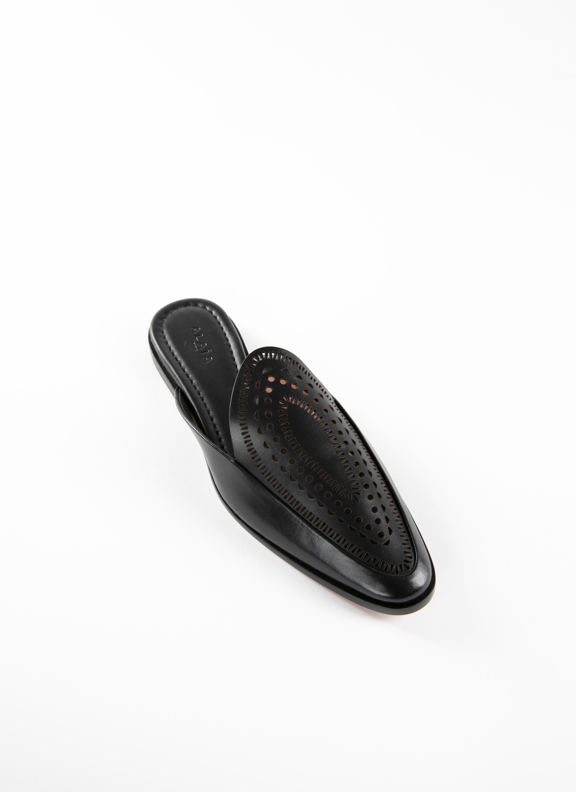 Mules plates en cuir ajourées - Noir