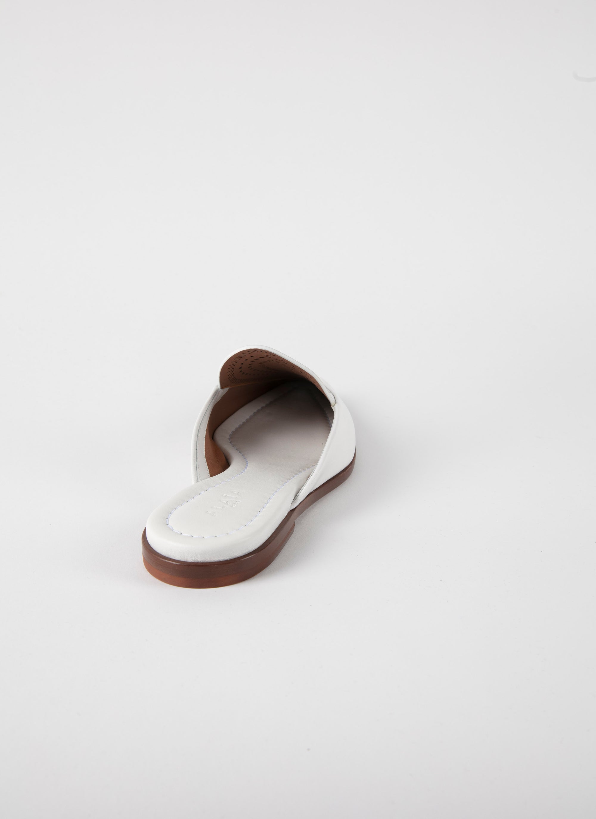 Flat openwork leather mules - Chalk White