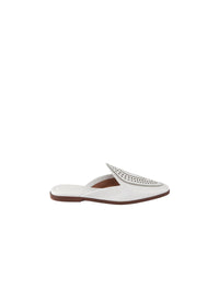 Flat openwork leather mules - Chalk White
