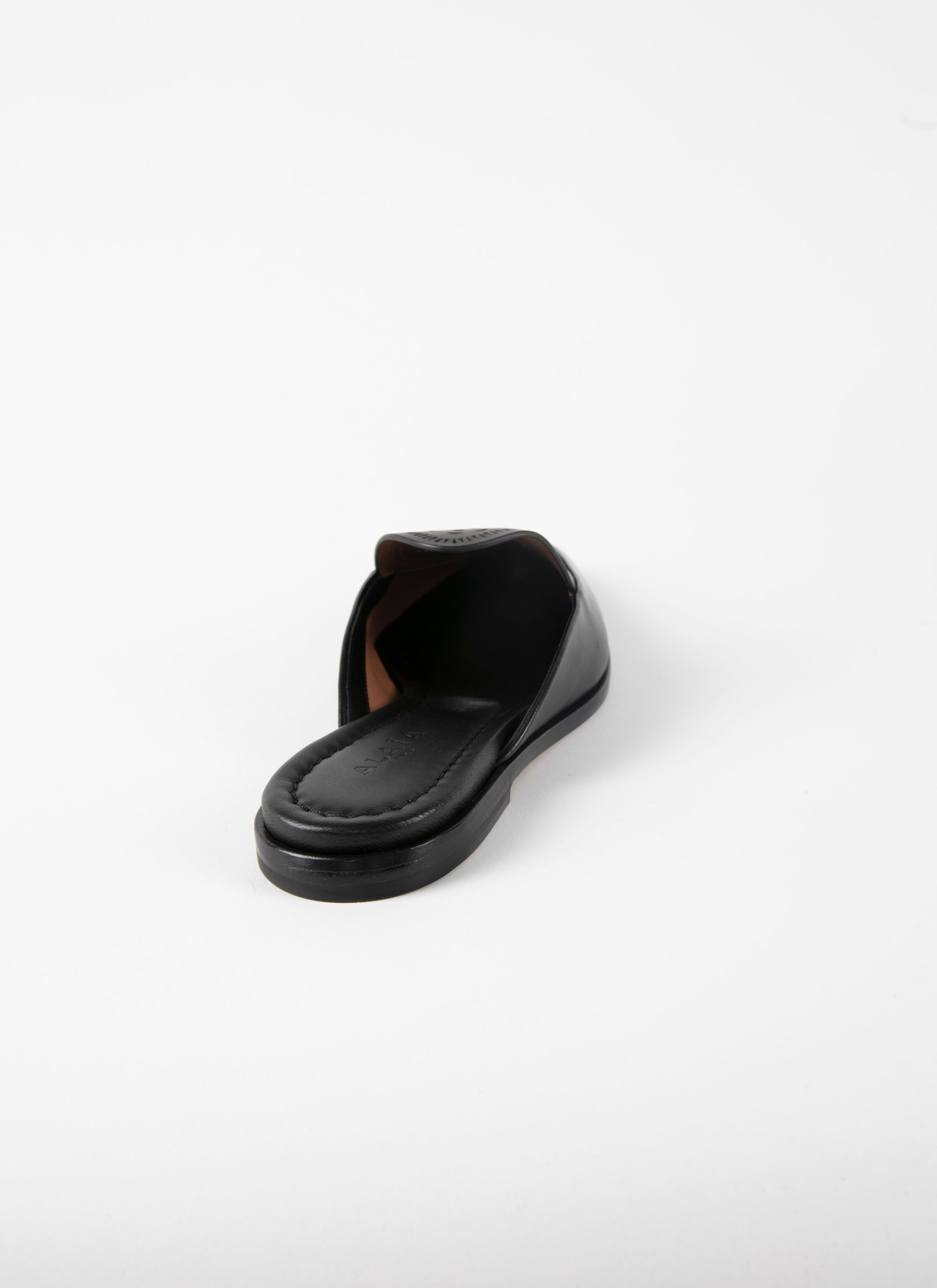 Mules plates en cuir ajourées - Noir