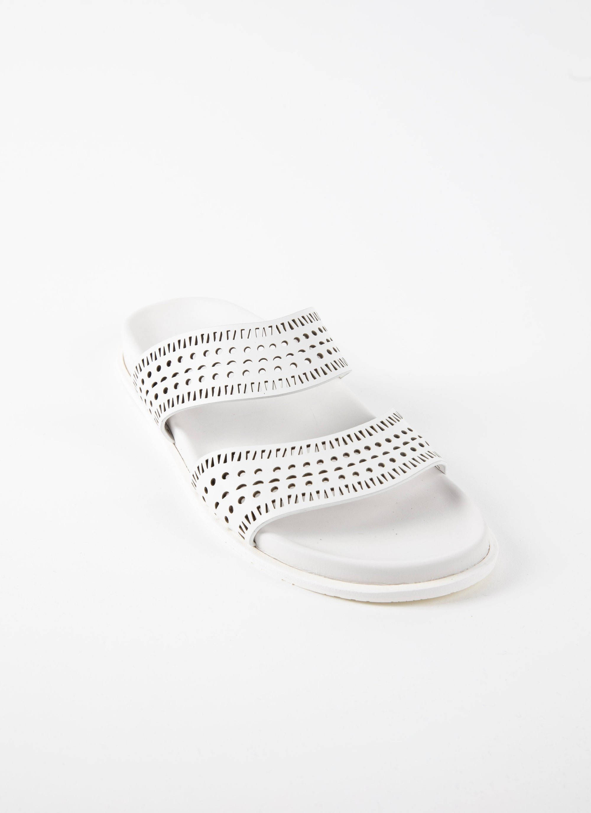Mules ajourées en cuir géométriques - Blanc Craie