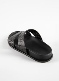 Mules openwork in geometric leather - Intense Black