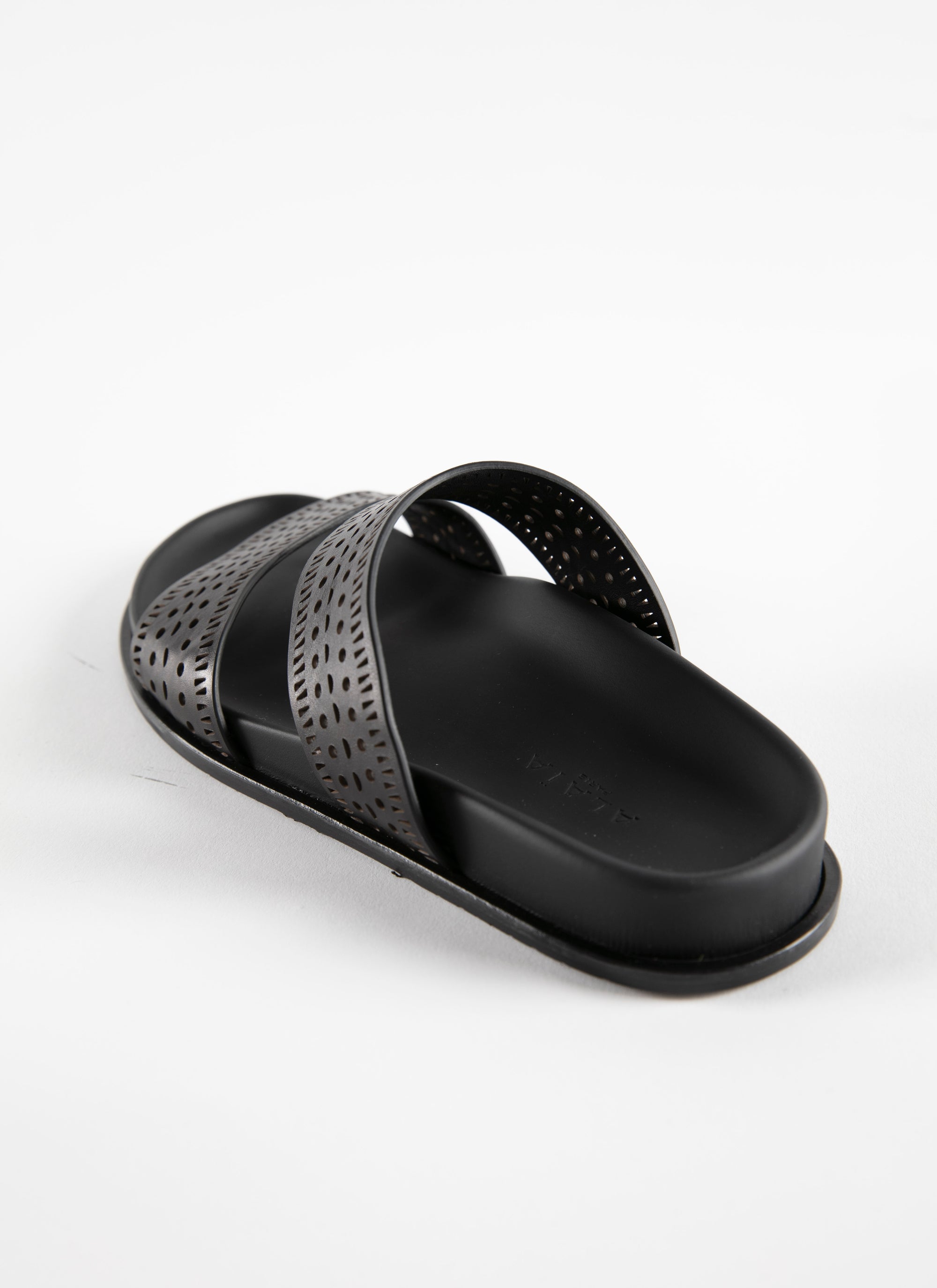 Mules openwork in geometric leather - Intense Black