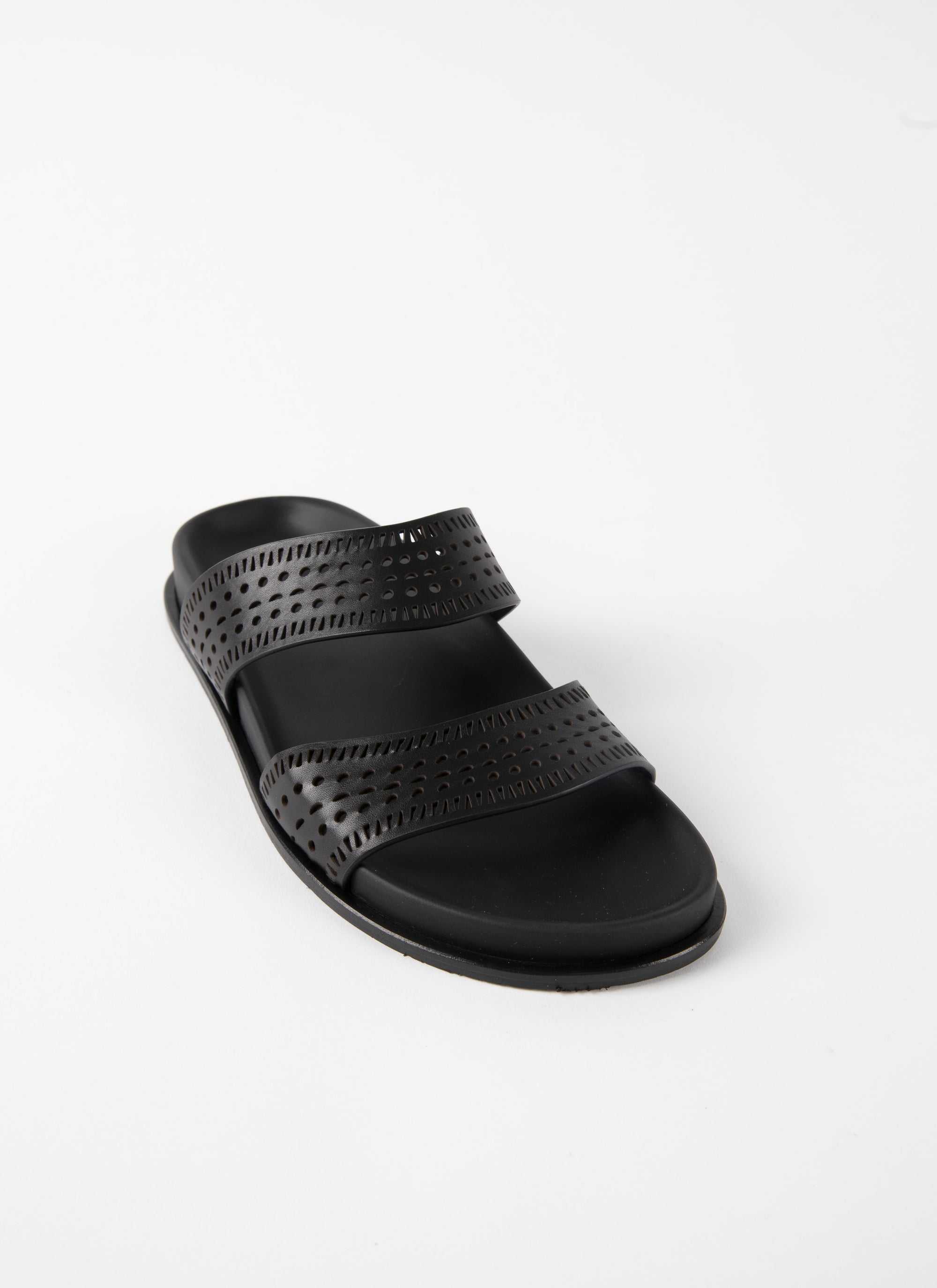 Mules openwork in geometric leather - Intense Black
