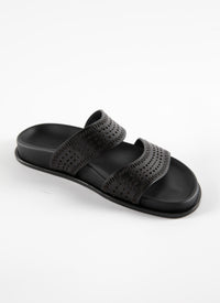 Mules openwork in geometric leather - Intense Black
