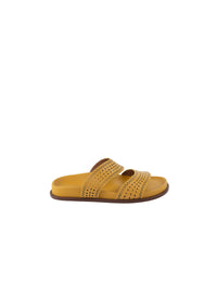 Mules ajourées en cuir géométriques - Jaune Safran