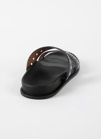 Mules ajourées en cuir géométriques - Noir