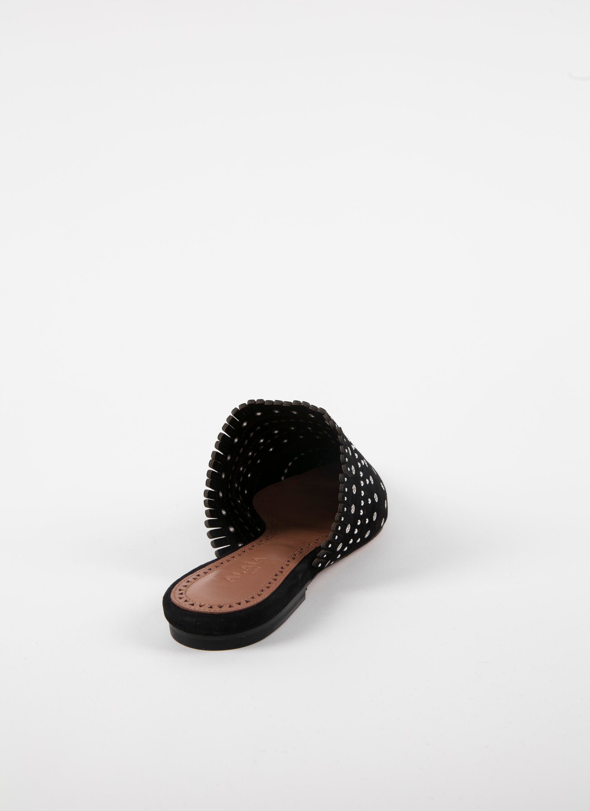 Flat leather studded mules - Black