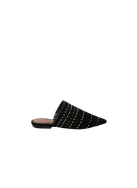 Flat leather studded mules - Black