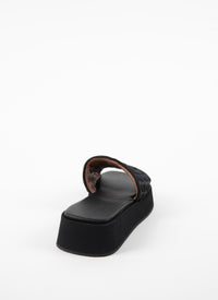 Petal platform mules in wool mix - Black