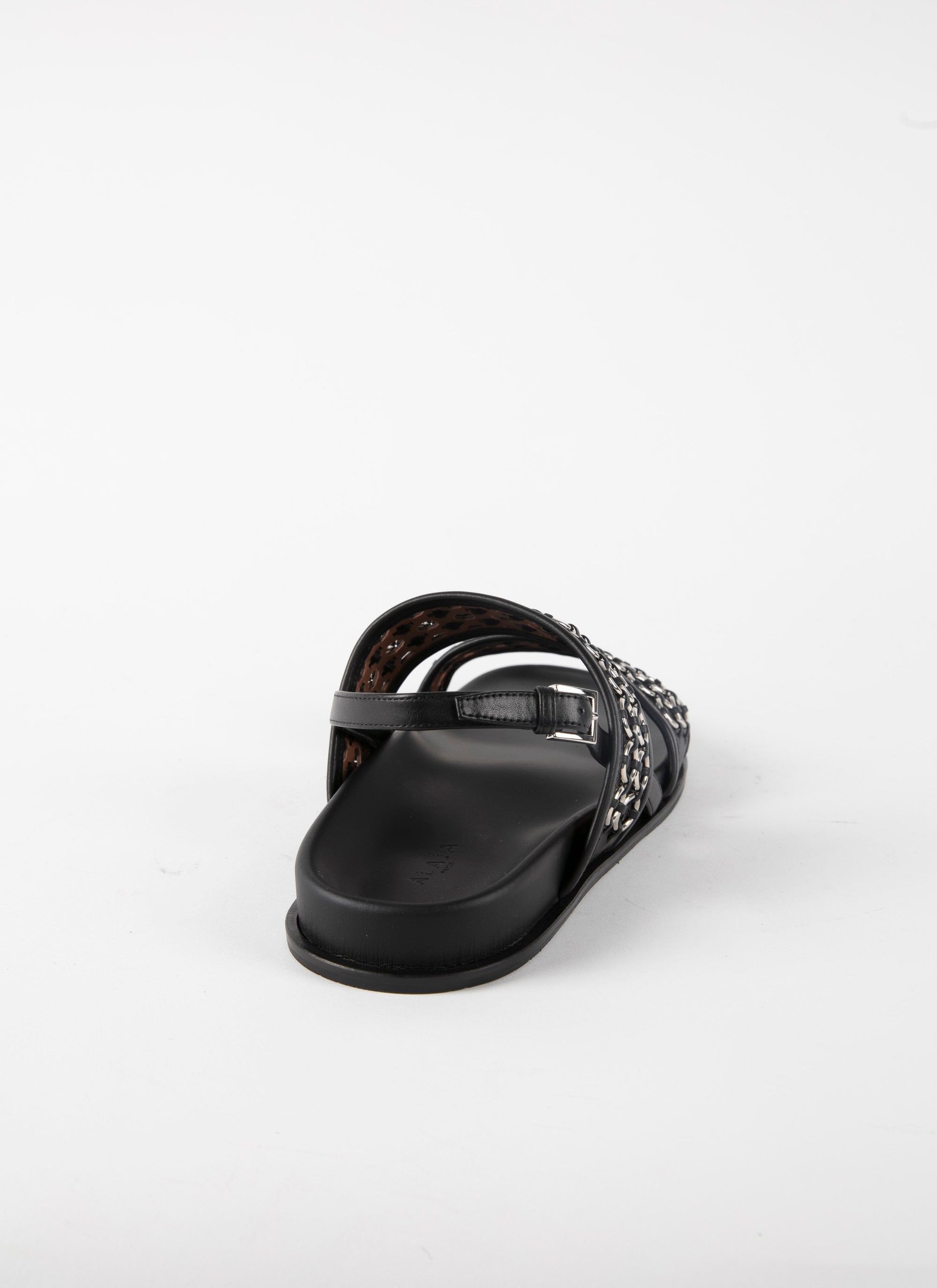Mules à bride en cuir à œillets - Noir