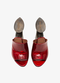 La sculpture 100 heel sandals in leather - Reflex Red
