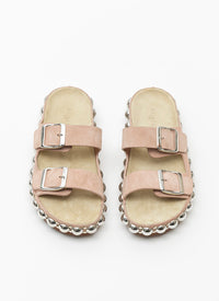 Sandales bombe platforme en cuir - Chair