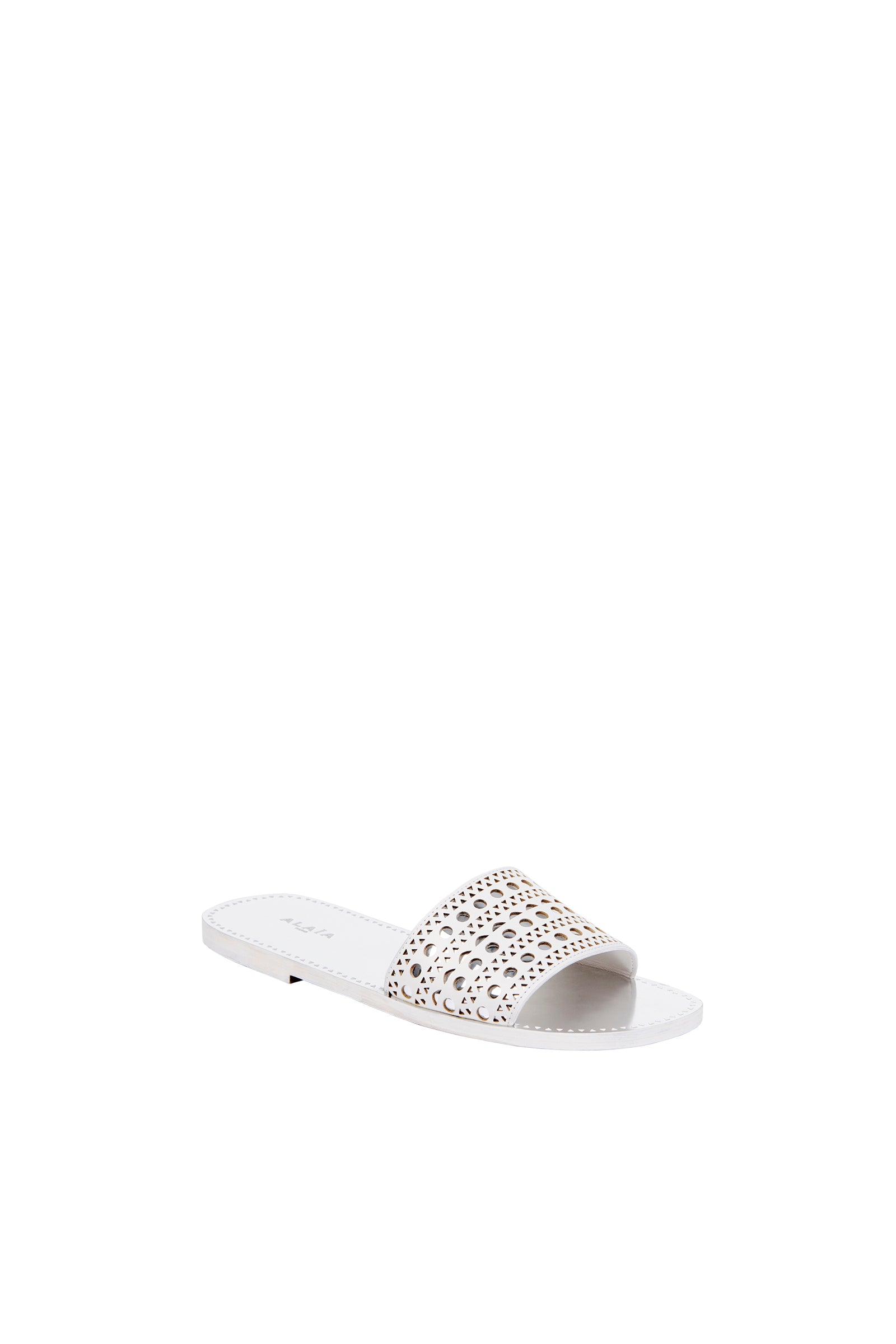Mules en cuir détail ajouré - Blanc & Argent