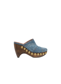 Mules plateformes en denim et bois - Bleu Jeans