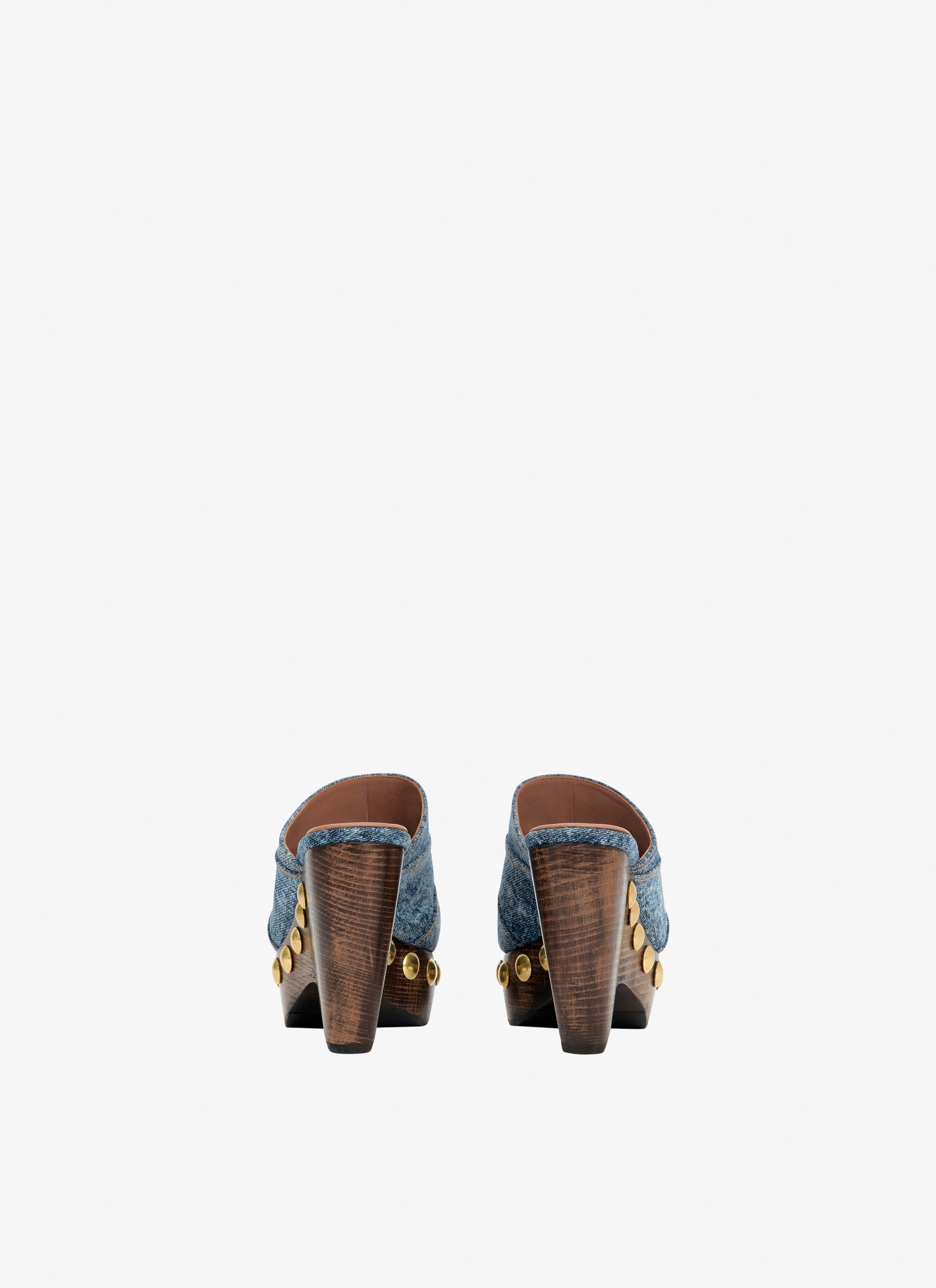 Mules plateformes en denim et bois - Bleu Jeans