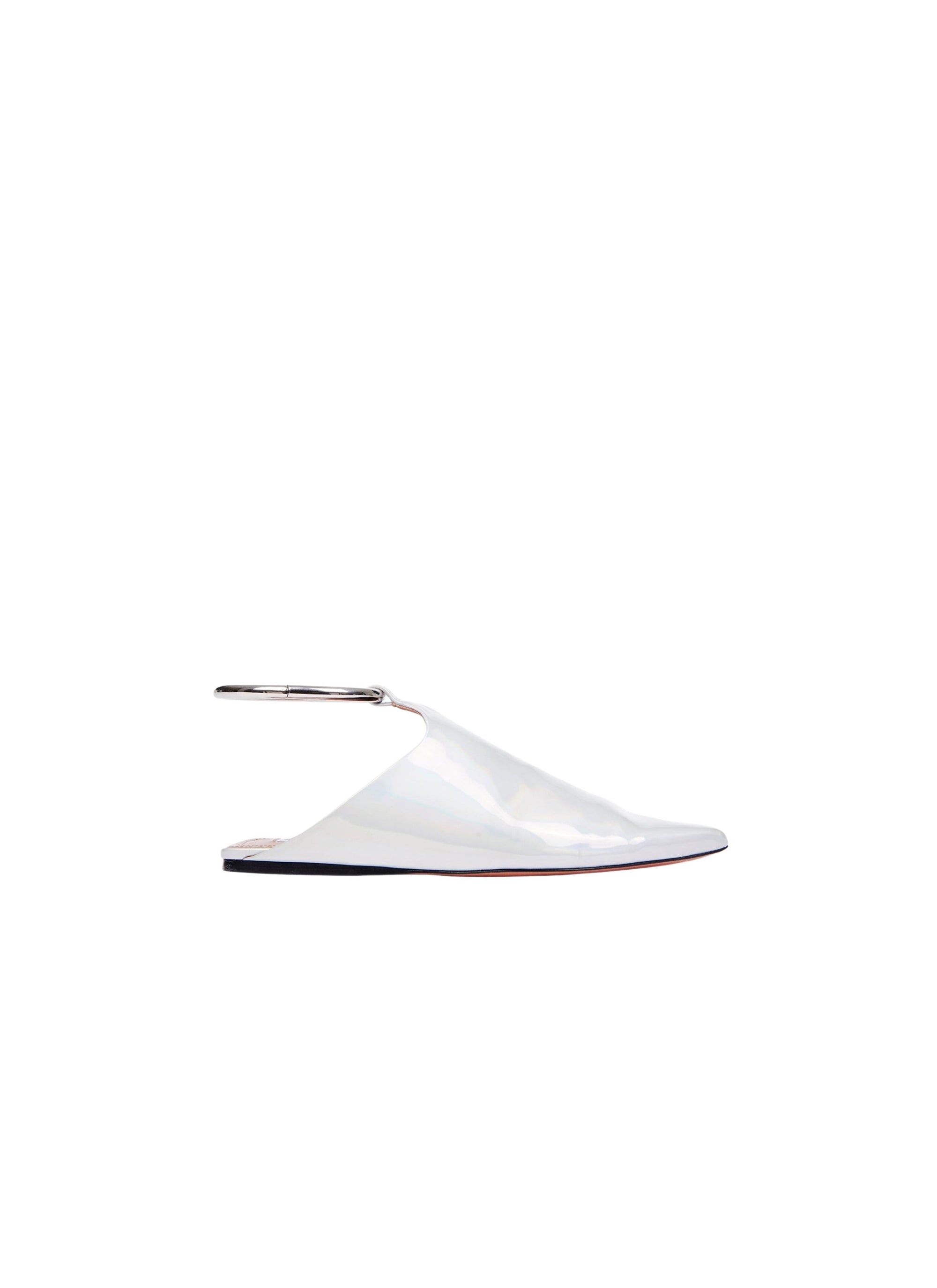 Leather mules with strap - Reflex White