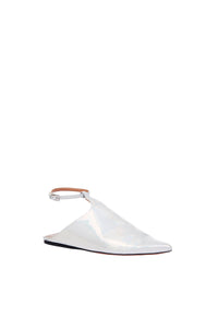 Leather mules with strap - Reflex White