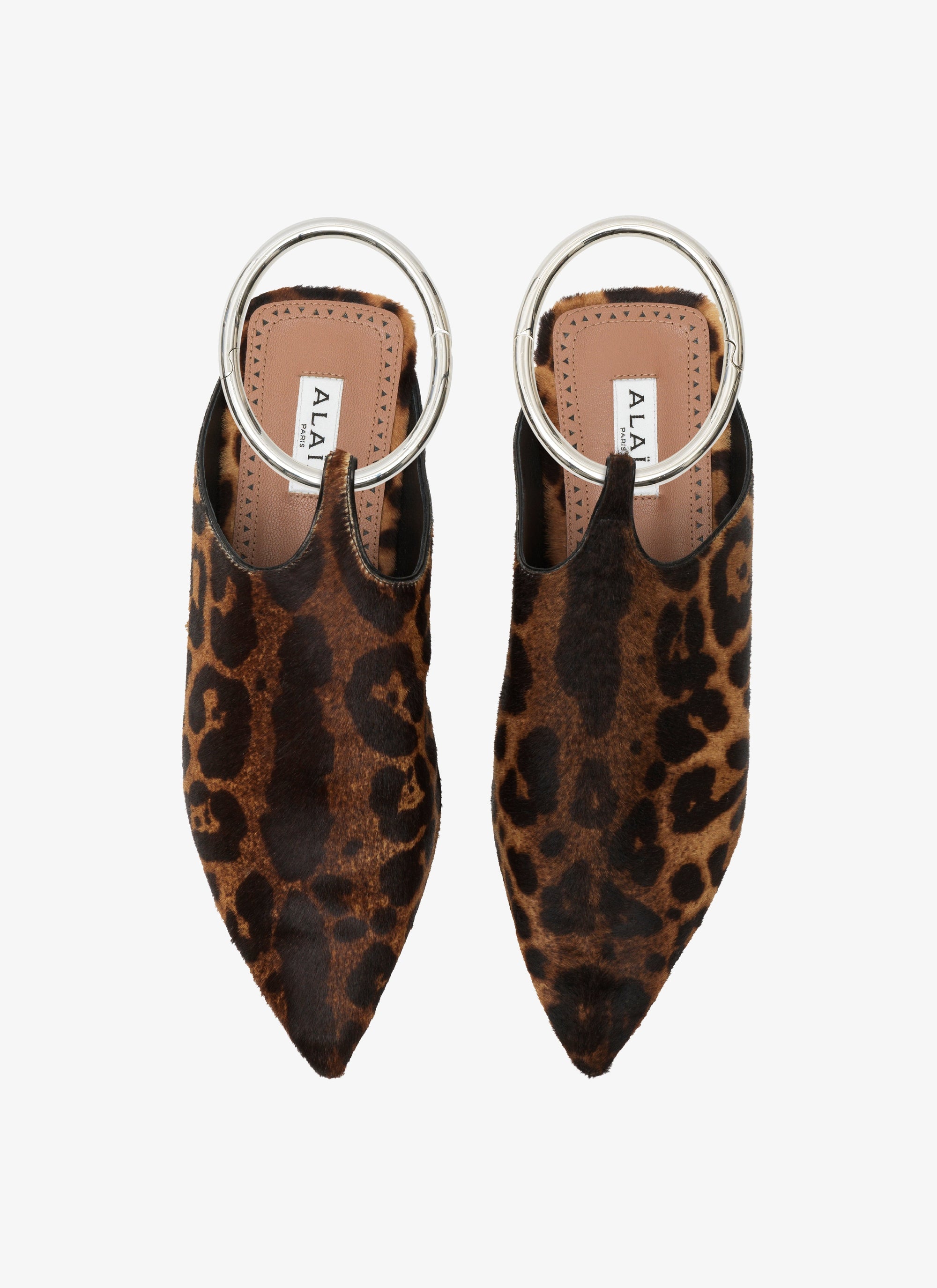 Mules en cuir avec lanière - Brun Sepia