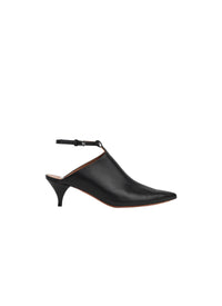 Mules 55 en cuir avec lanière - Noir
