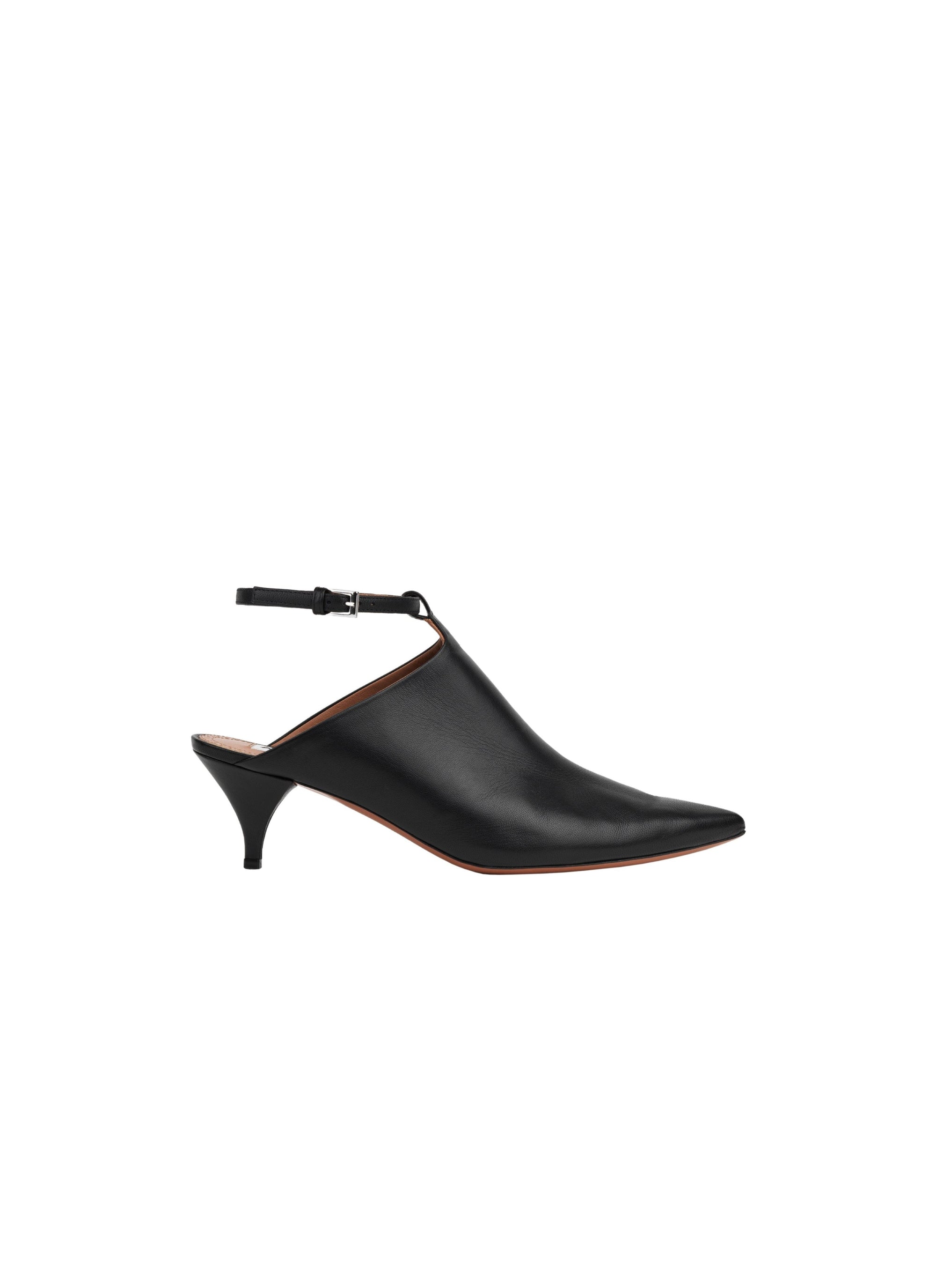Mules 55 en cuir avec lanière - Noir