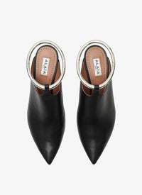 Mules 55 in leather with strap - Black intense