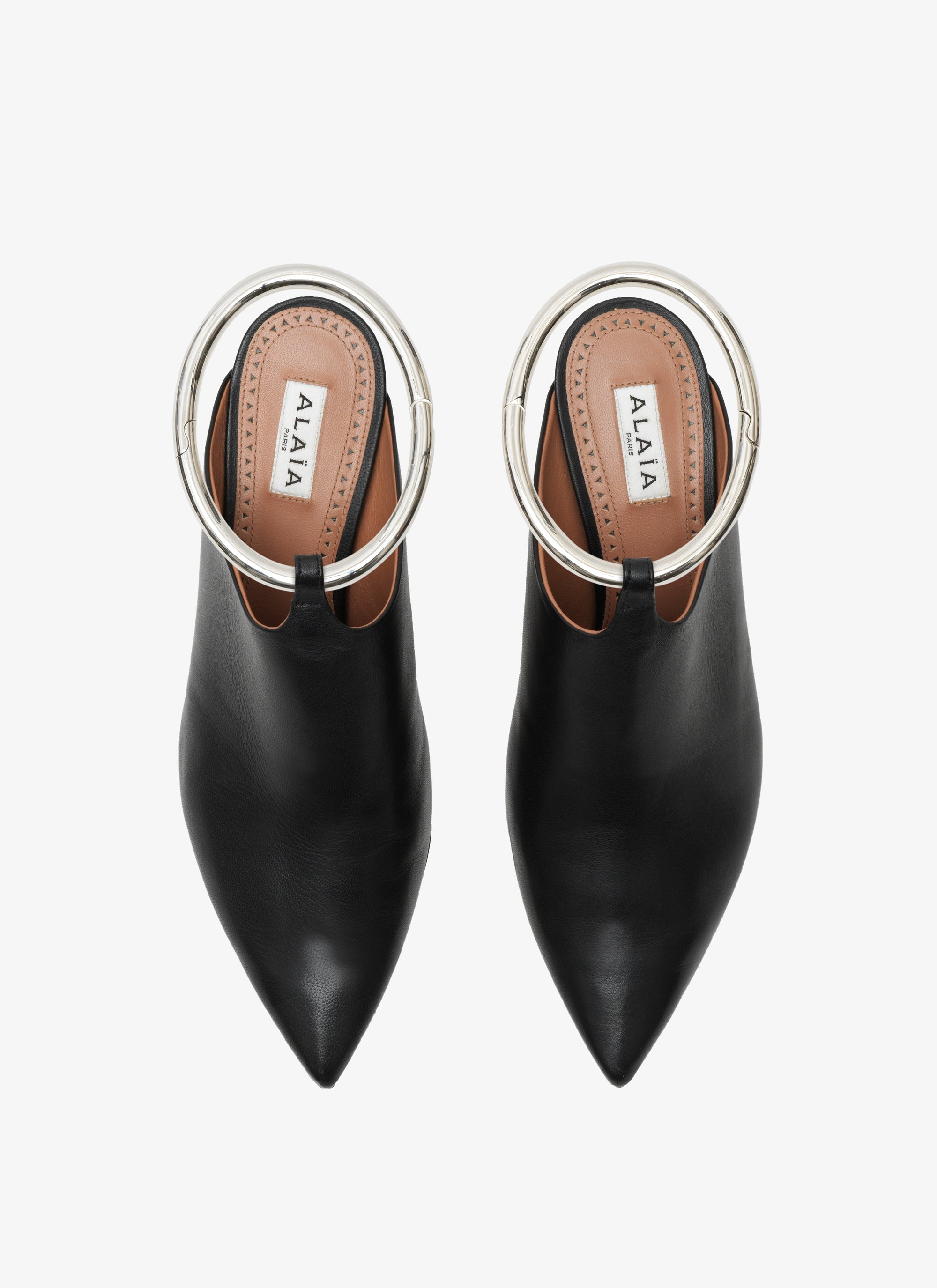 Mules 55 in leather with strap - Black intense