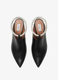Mules 55 en cuir avec lanière - Noir