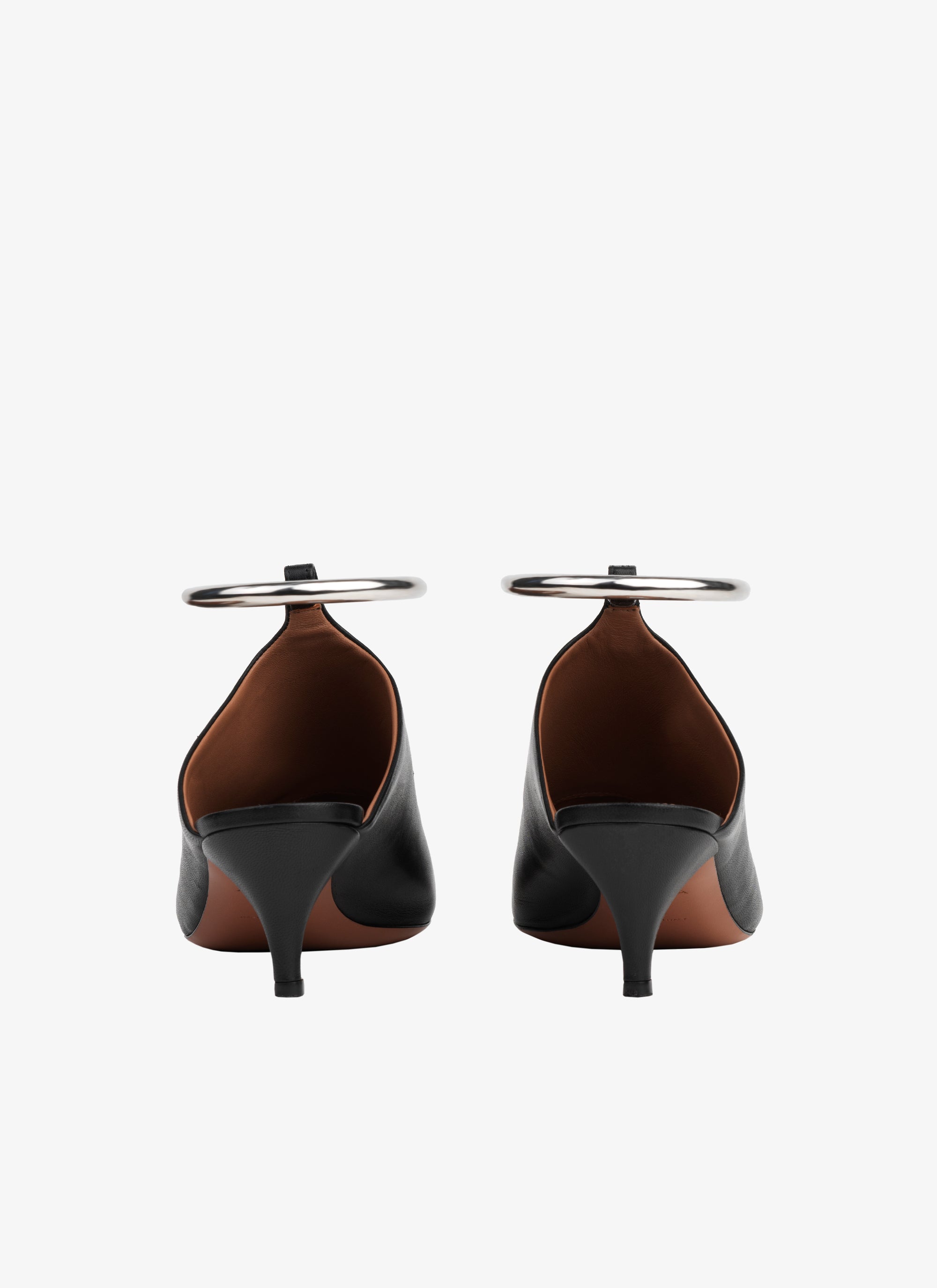 Mules 55 in leather with strap - Black intense