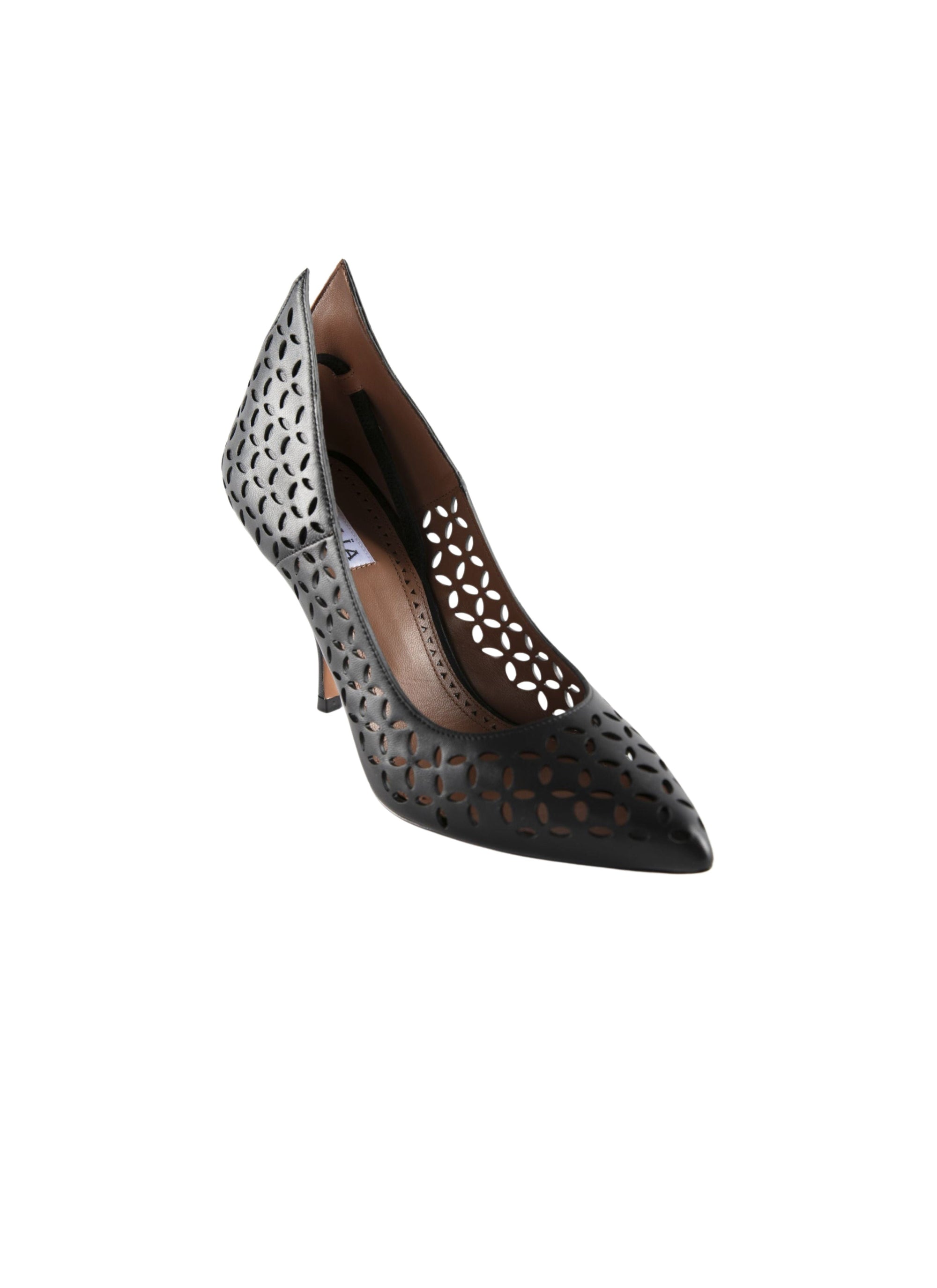 90 openwork leather court shoes - Black intense