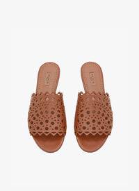 Mules plates Vienne en cuir - Cognac