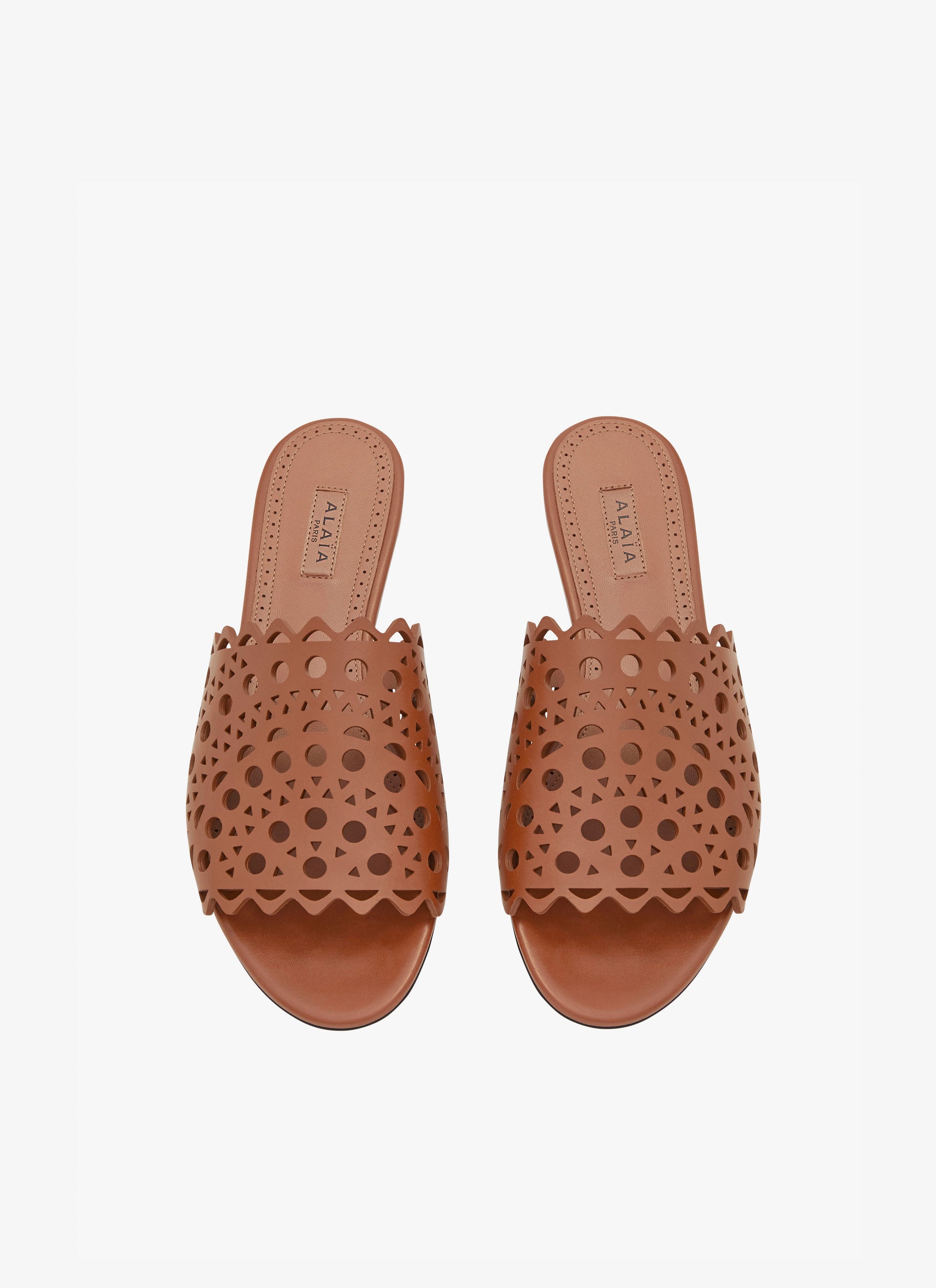 Mules plates Vienne en cuir - Cognac