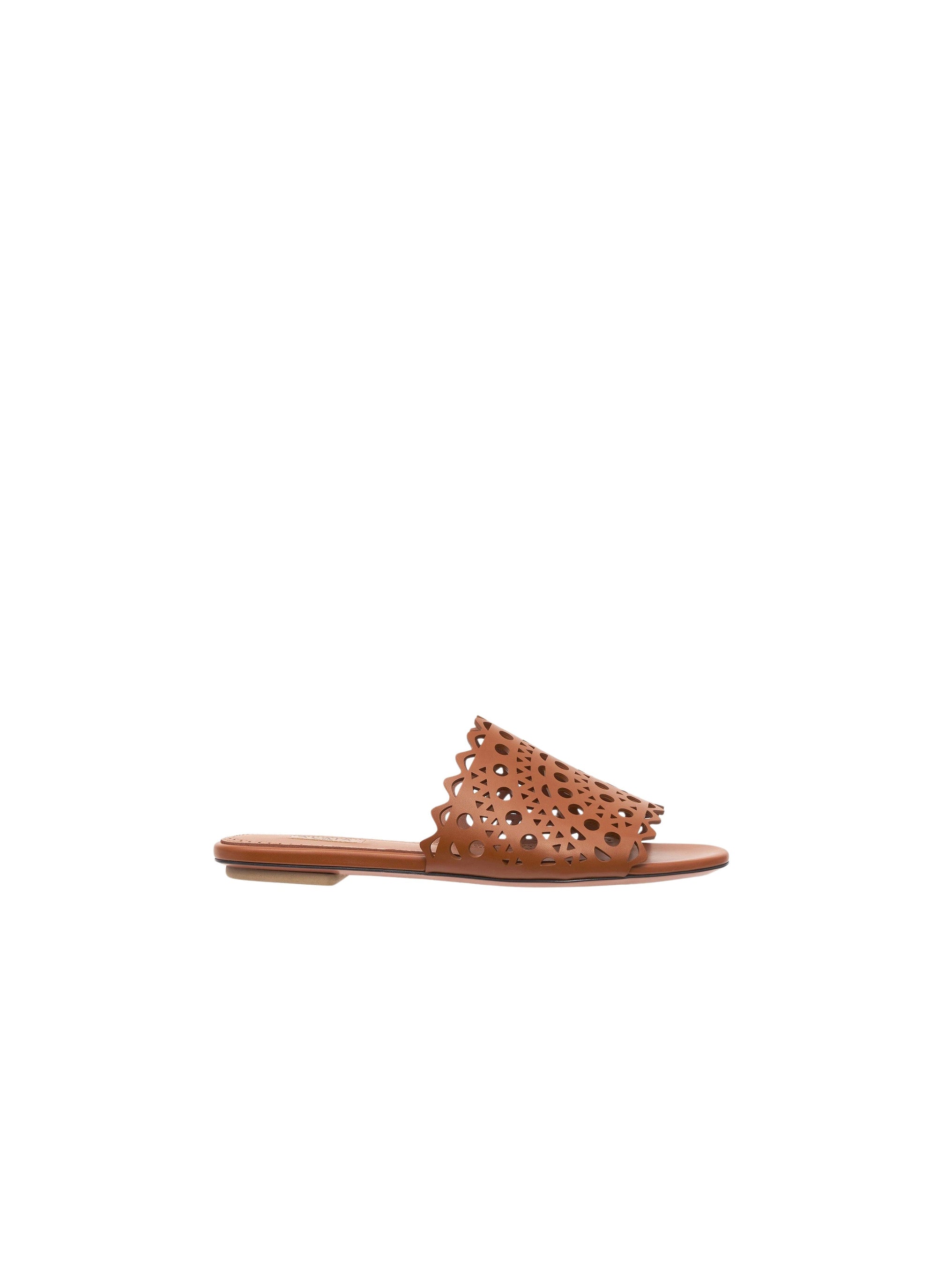Mules plates Vienne en cuir - Cognac