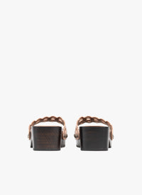 Sabots plats en bois et laine - Chair