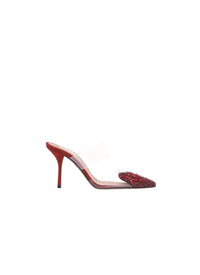 Mules à talons cœur en cuir - Rouge Grenat