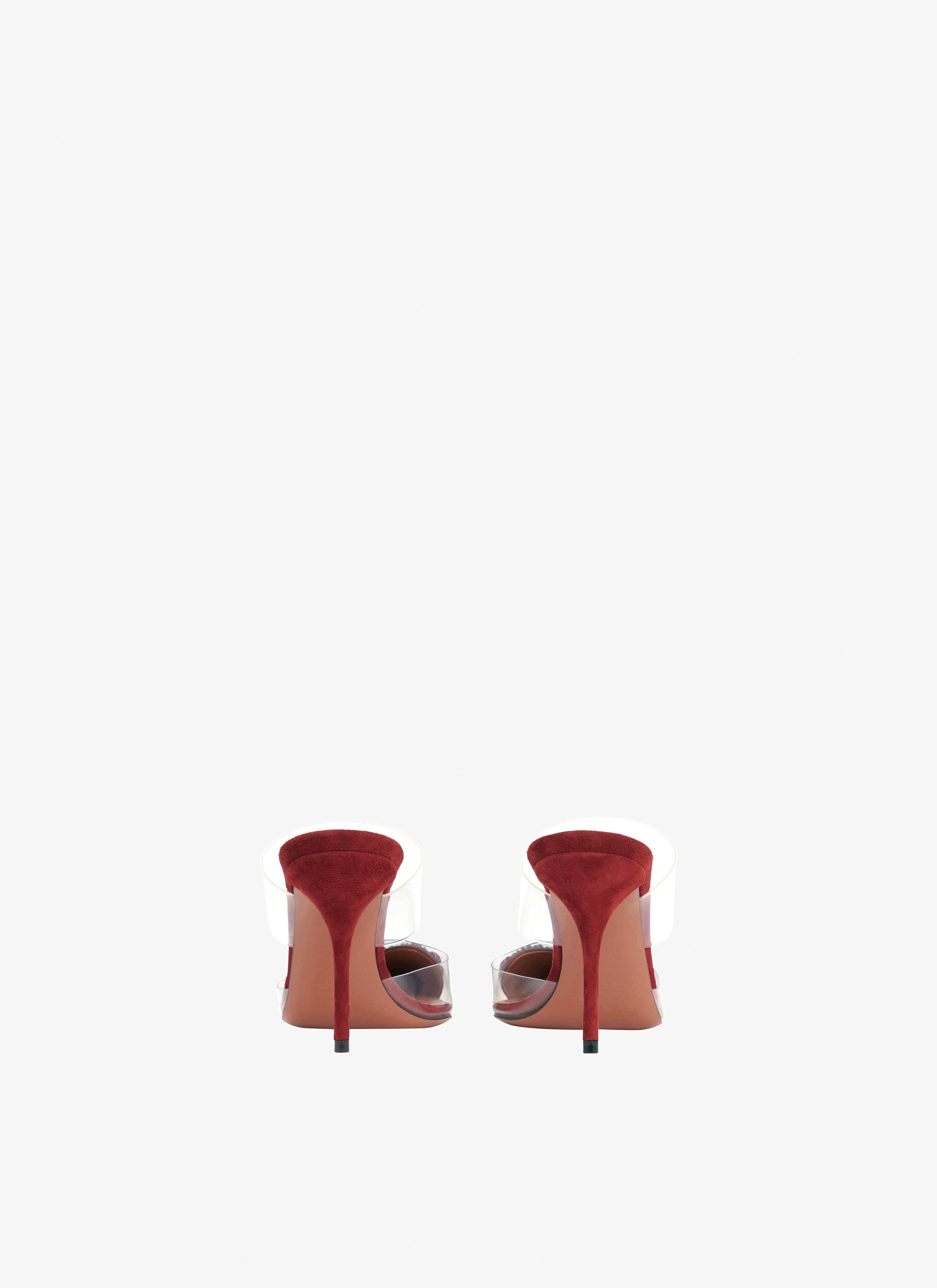 Mules à talons cœur en cuir - Rouge Grenat