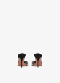 Leather mules with heart-shaped heels - Indigo Blue