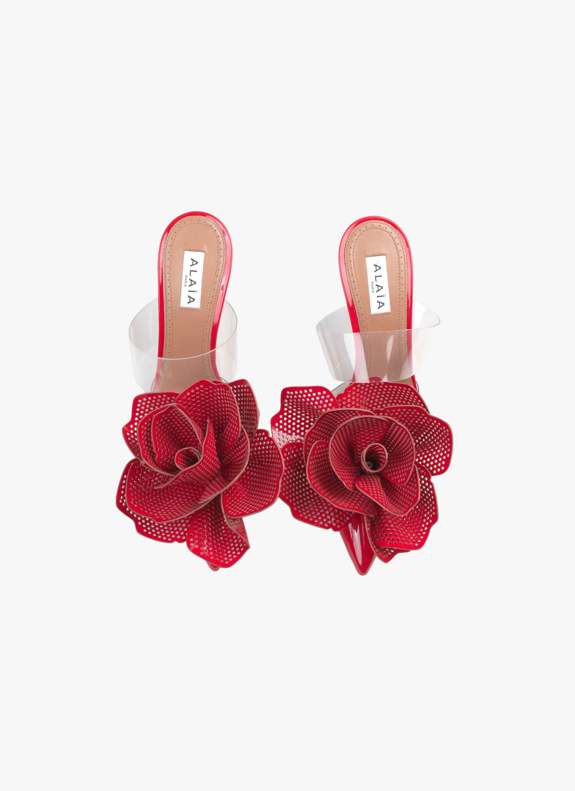 Mules Fleur 90 en cuir - Laque