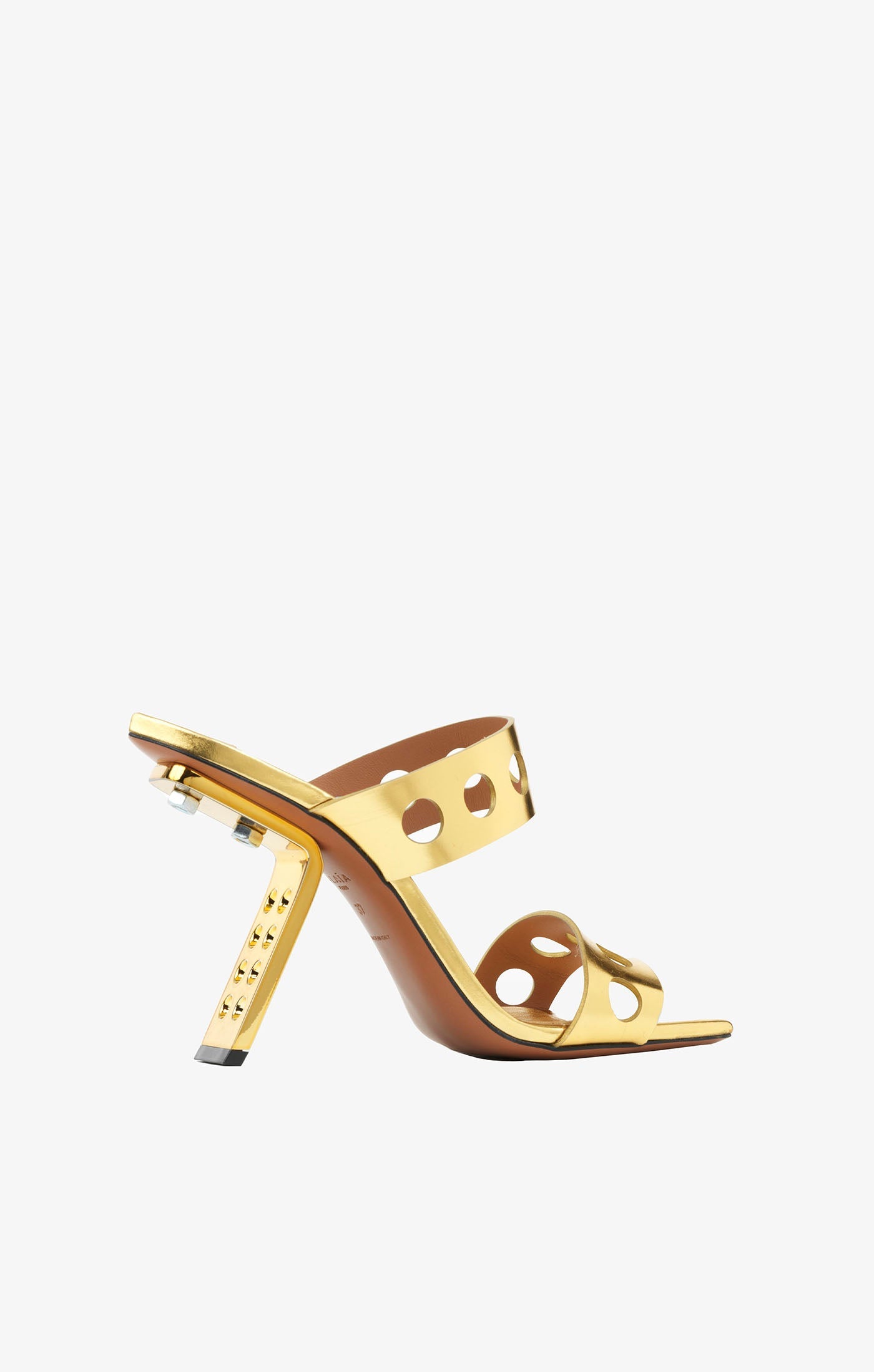 Mules Perfo 100 in Leather - Gold