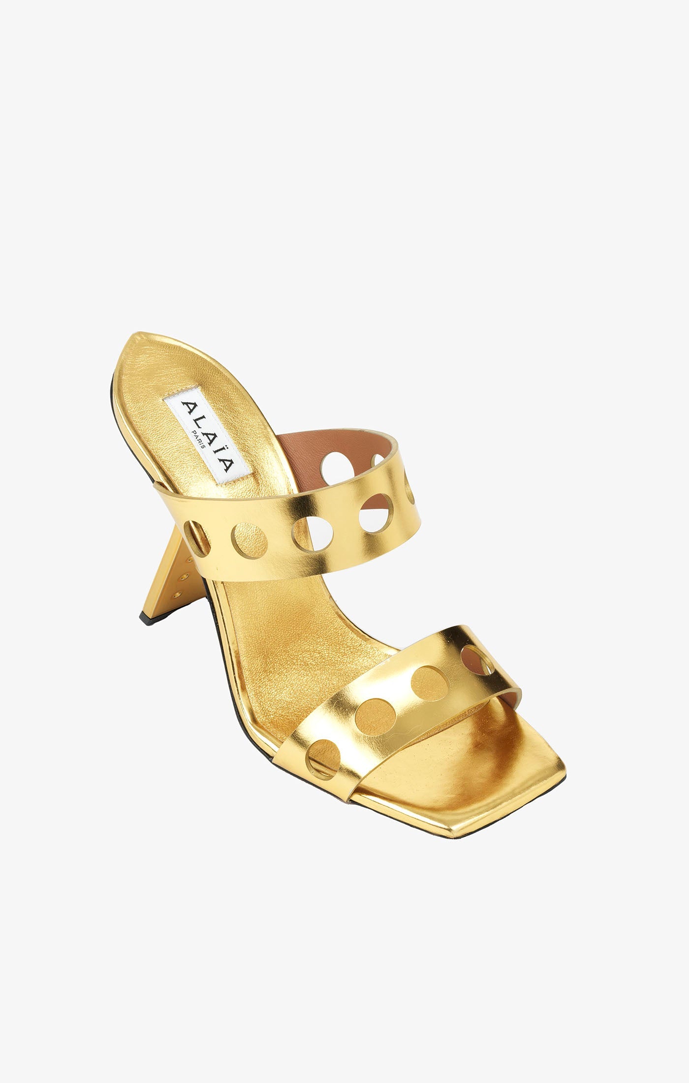 Mules Perfo 100 in Leather - Gold