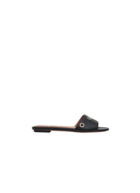 Leather maxi eyelet ballerinas - Black