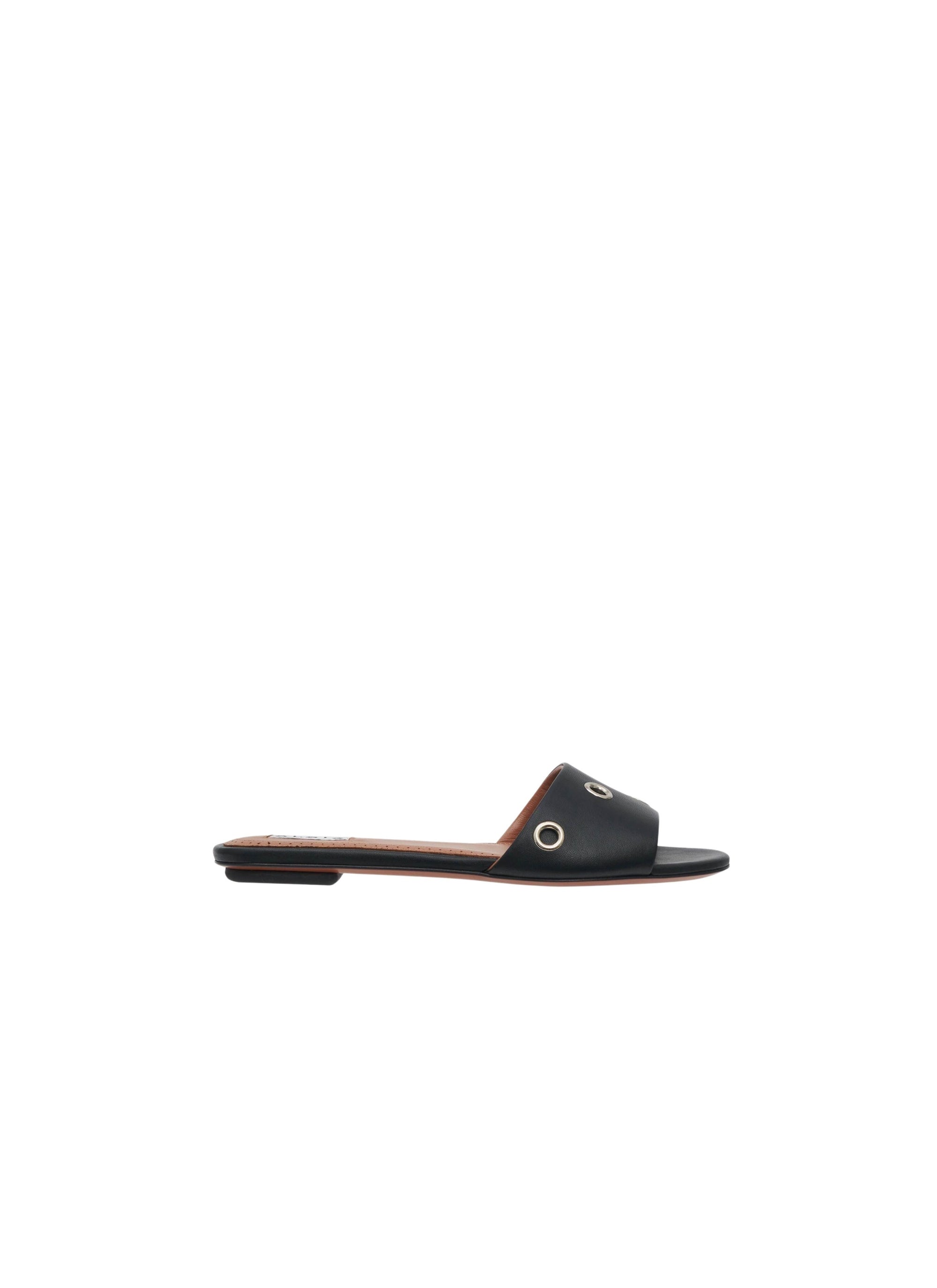 Leather maxi eyelet ballerinas - Black