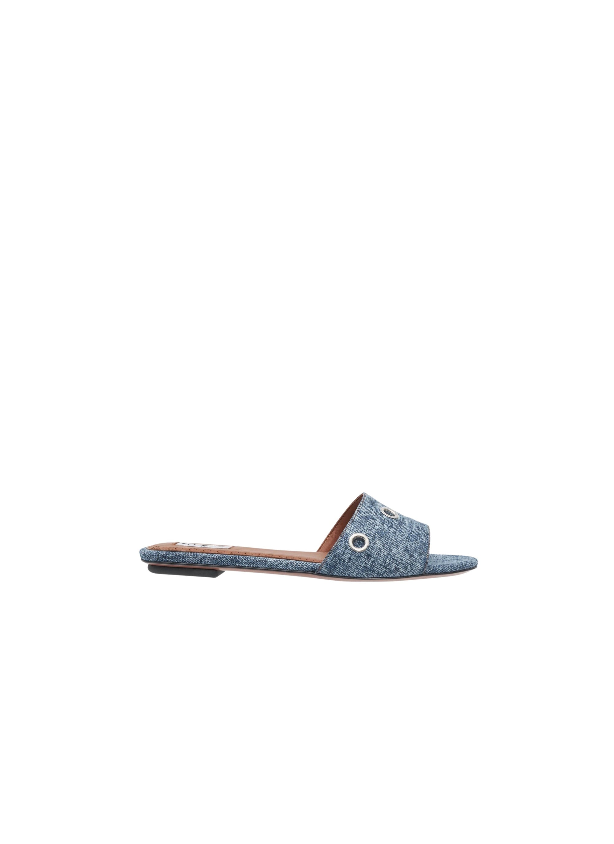 Eyelet ballerinas in denim - Jeans Blue