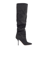 Fluid 90 leather thigh boots - Carbon