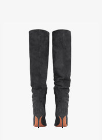 Fluid 90 leather thigh boots - Carbon