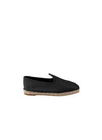 Espadrilles à motif ajouré en cuir - Noir