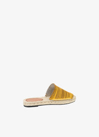 Espadrilles en cuir ajourées bi-matière - Jaune Safran