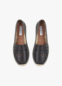 Espadrilles plates en cuir - Noir